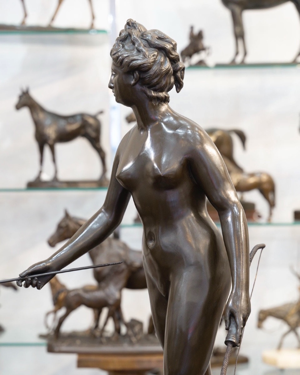 SCULPTURE - DIANE CHASSERESSE , JEAN - ANTOINE HOUDON (1741-1828) - BRONZE-photo-4