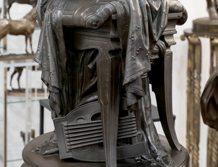 Sculpture - Femme Au Perroquet , Louis Sauvageau (1822-1874) - Bronze -photo-5