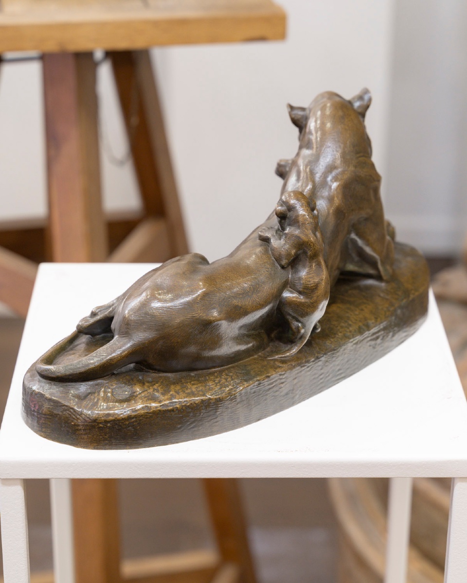 SCULPTURE - LIONNE ET LIONCEAUX , VICTOR PETER (1840-1918) - BRONZE-photo-3