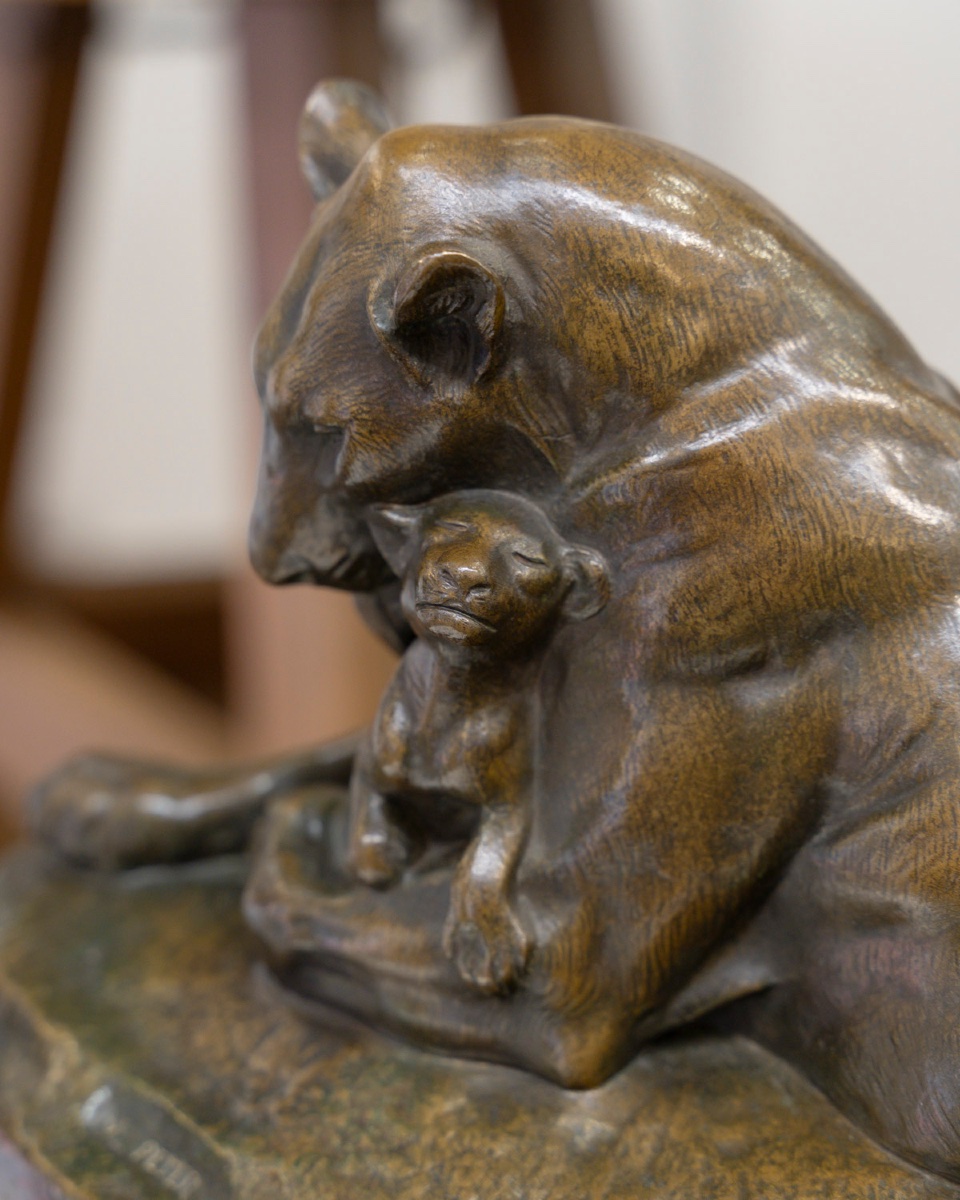 SCULPTURE - LIONNE ET LIONCEAUX , VICTOR PETER (1840-1918) - BRONZE-photo-6