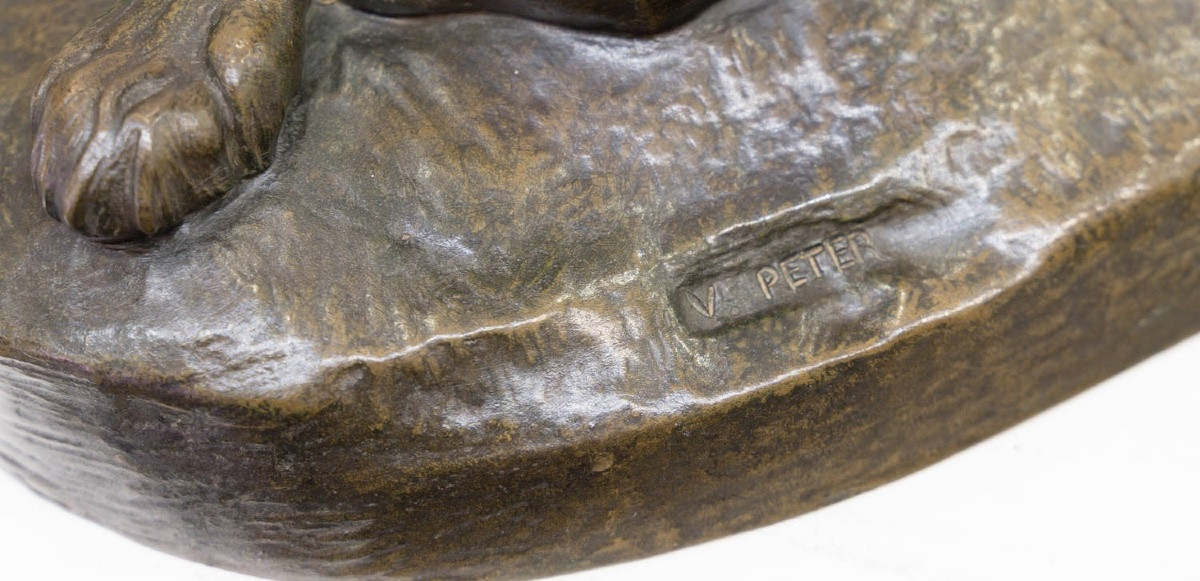 SCULPTURE - LIONNE ET LIONCEAUX , VICTOR PETER (1840-1918) - BRONZE-photo-7