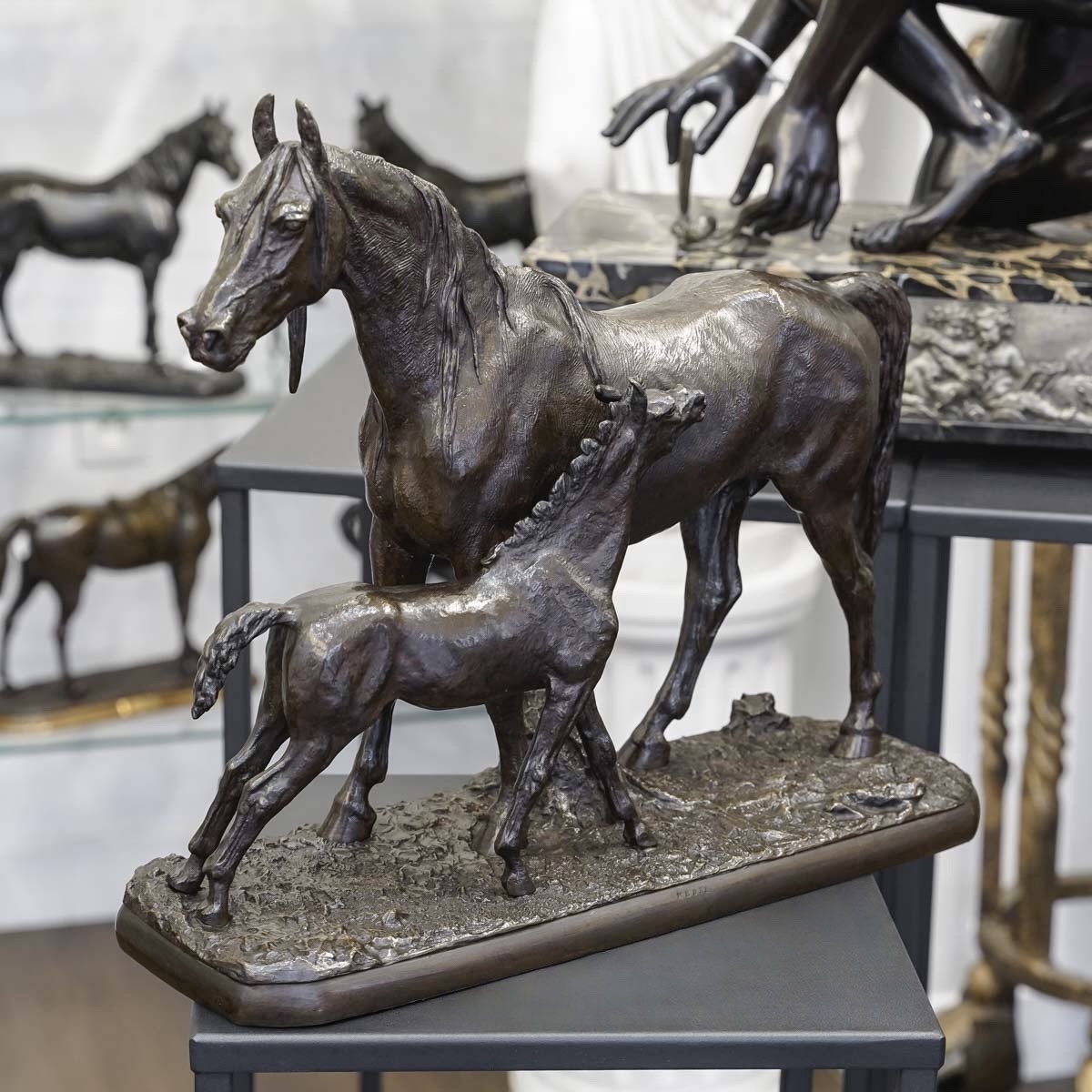 Sculpture - Mare And Foal , Christophe Fratin (1801-1864) - Bronze-photo-2