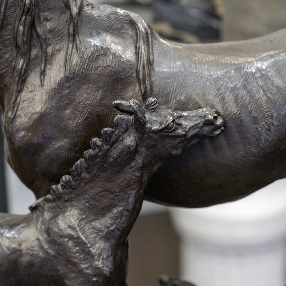 Sculpture - Mare And Foal , Christophe Fratin (1801-1864) - Bronze-photo-4
