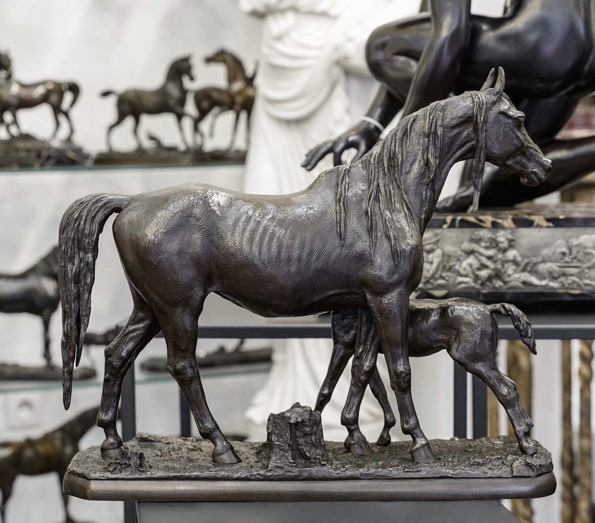 Sculpture - Mare And Foal , Christophe Fratin (1801-1864) - Bronze-photo-2