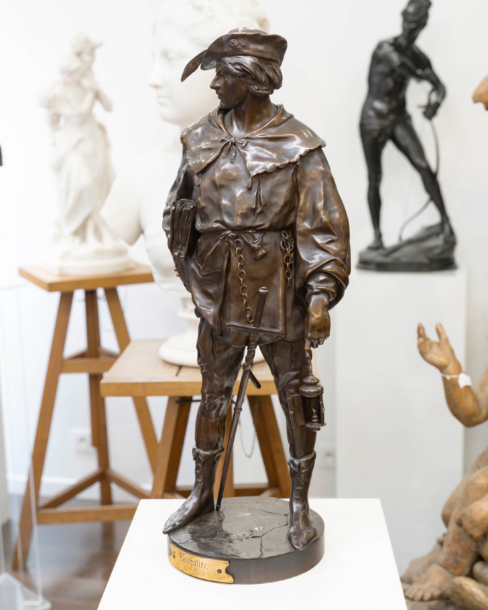 Sculpture - A 14th Century Scholar , Emile Louis Picault (1833–1922) - Bronze-photo-5