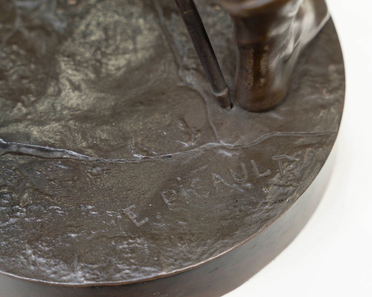Sculpture - A 14th Century Scholar , Emile Louis Picault (1833–1922) - Bronze-photo-7