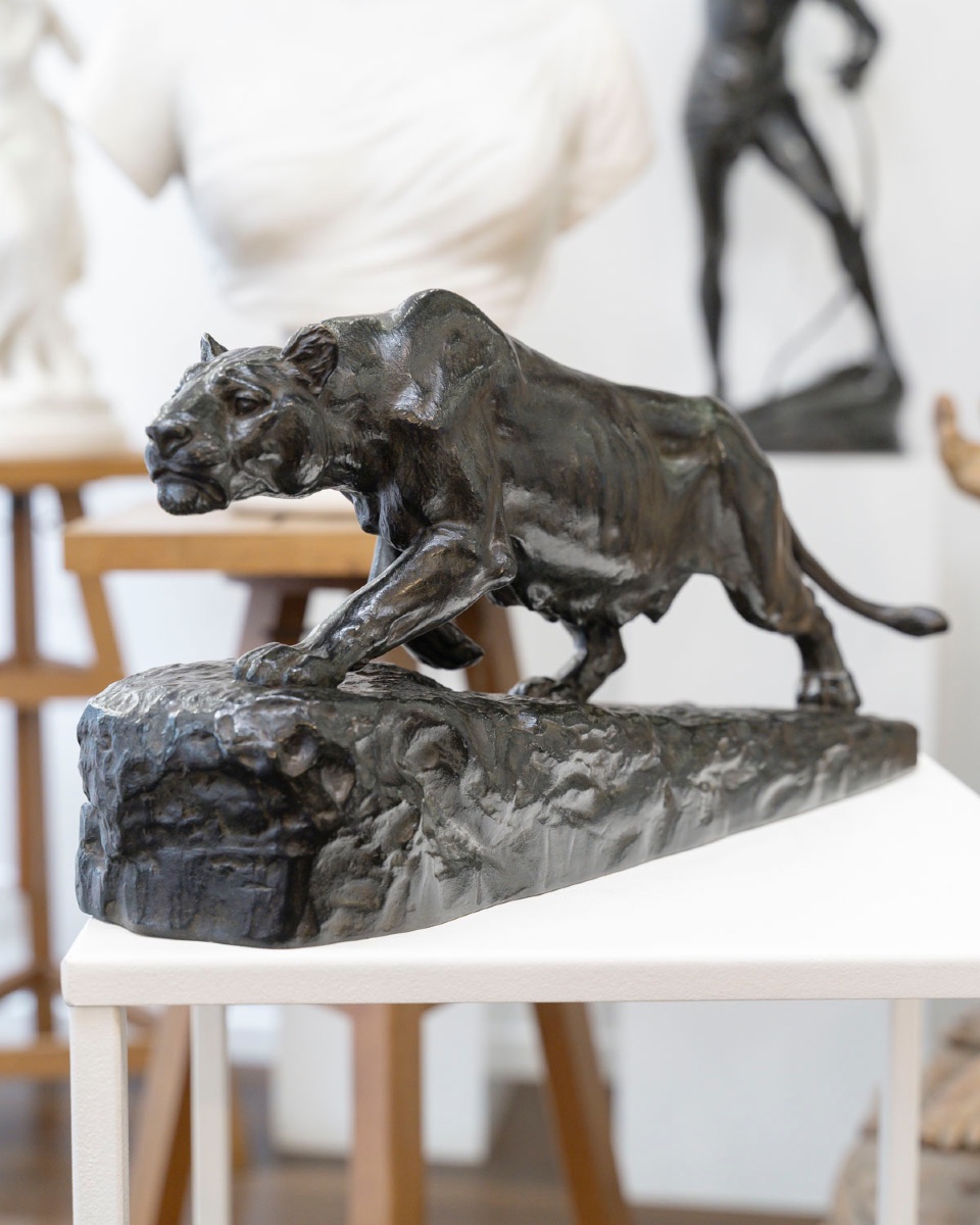 Sculpture - Lioness On The Hunt , Isidore Bonheur (1827–1901) - Bronze