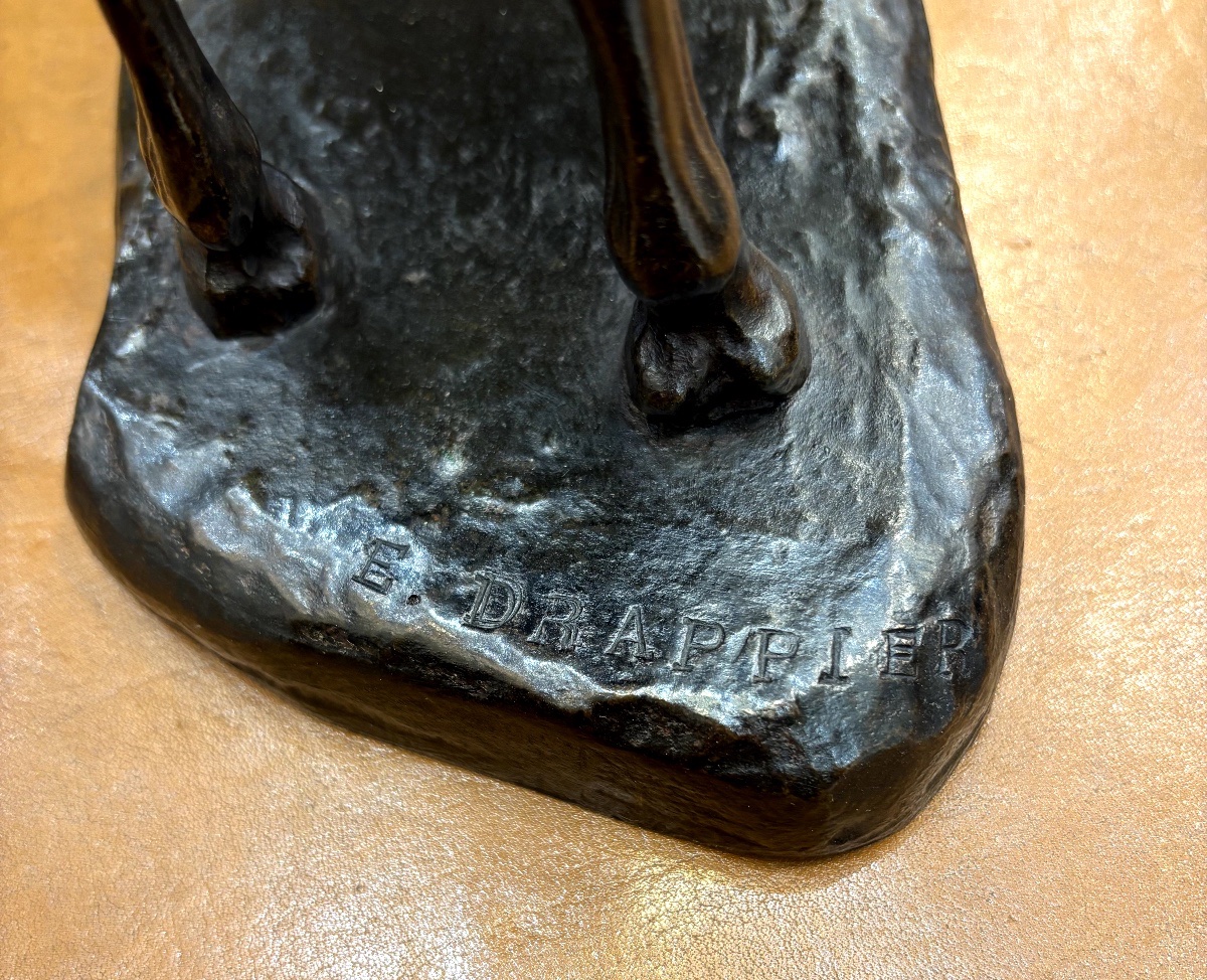 Sculpture - Horse At A Standstill , Edmond Drappier (19th-20th Century) - Bronze-photo-3