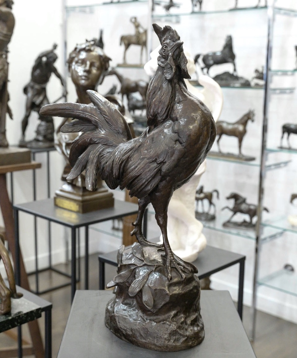 Sculpture - The Rooster , Alexandre Paul Comolera (1818–1897) - Bronze-photo-2