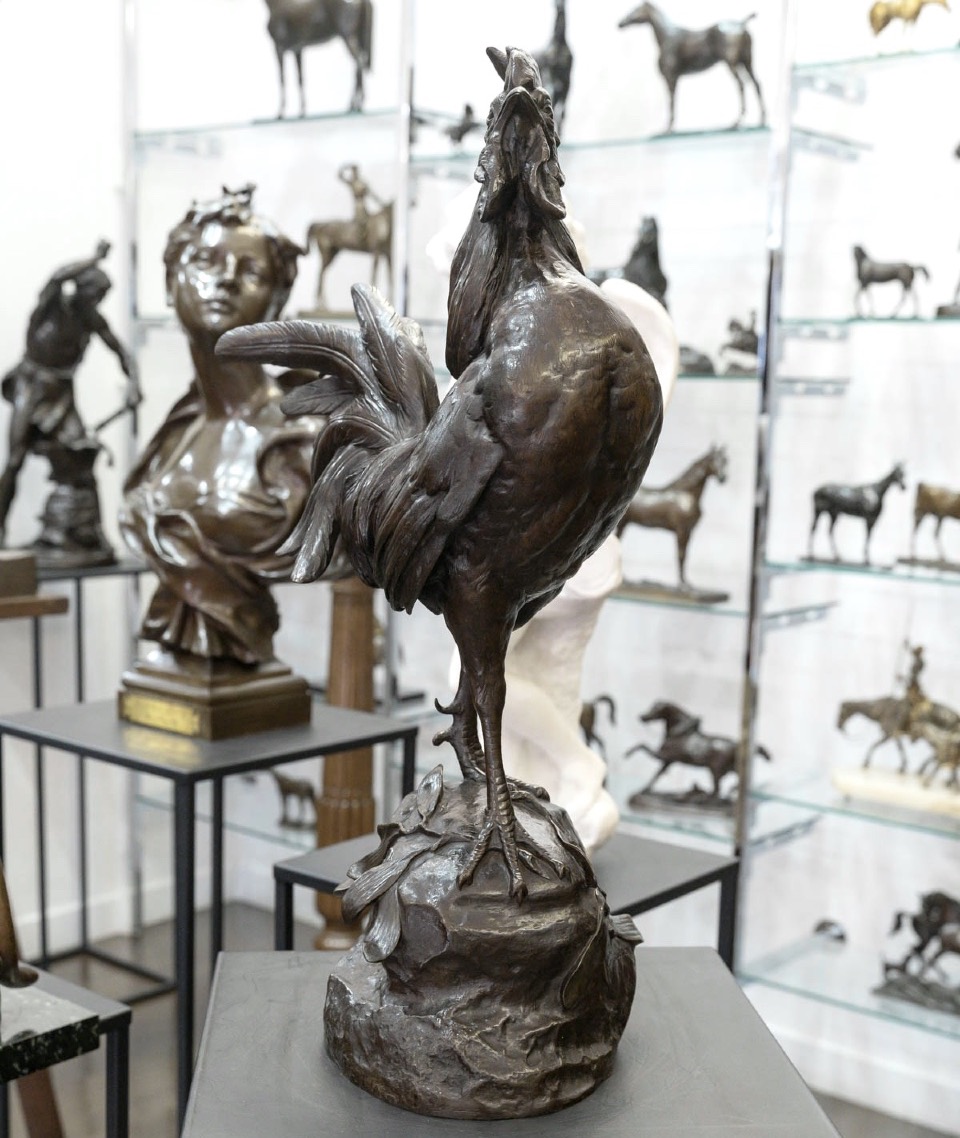 Sculpture - The Rooster , Alexandre Paul Comolera (1818–1897) - Bronze-photo-3