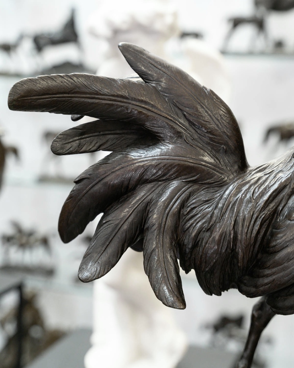 Sculpture - The Rooster , Alexandre Paul Comolera (1818–1897) - Bronze-photo-1