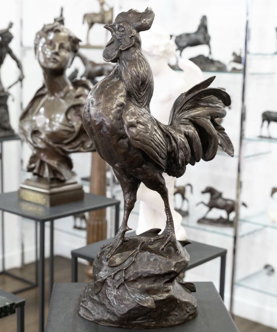 Sculpture - The Rooster , Alexandre Paul Comolera (1818–1897) - Bronze-photo-2