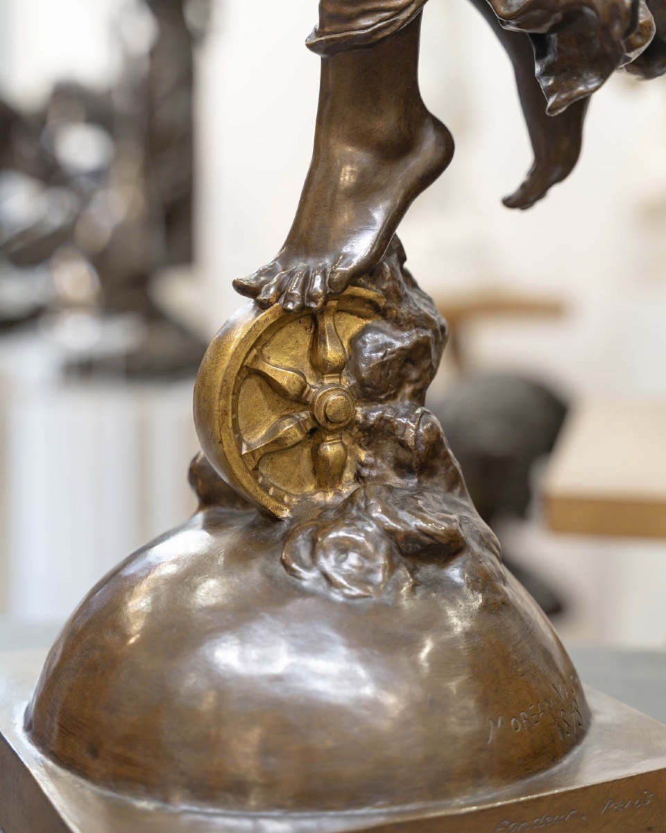 Sculpture - The Fortune , Augustin- Jean Moreau - Vauthier (1831-1893) Bronze -photo-4
