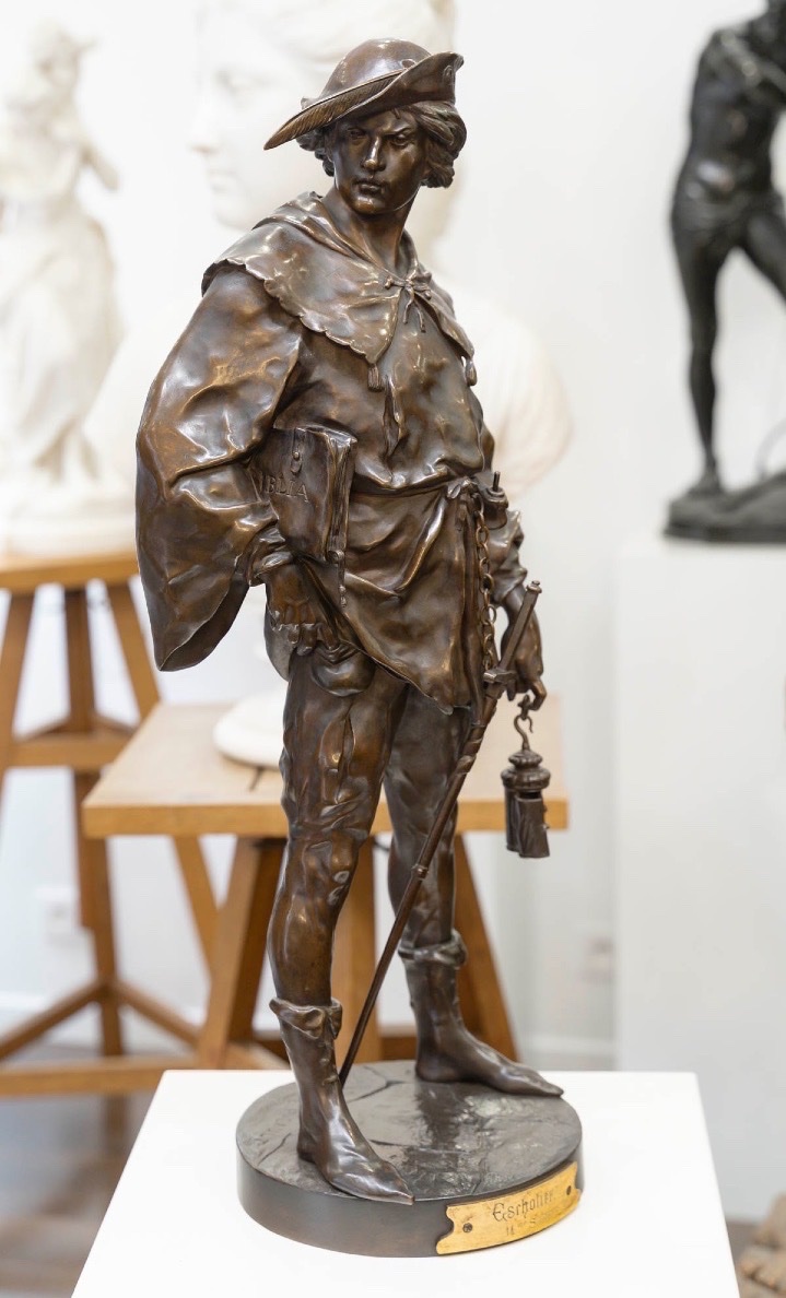 Sculpture - A 14th Century Scholar , Emile Louis Picault (1833–1922) - Bronze-photo-2
