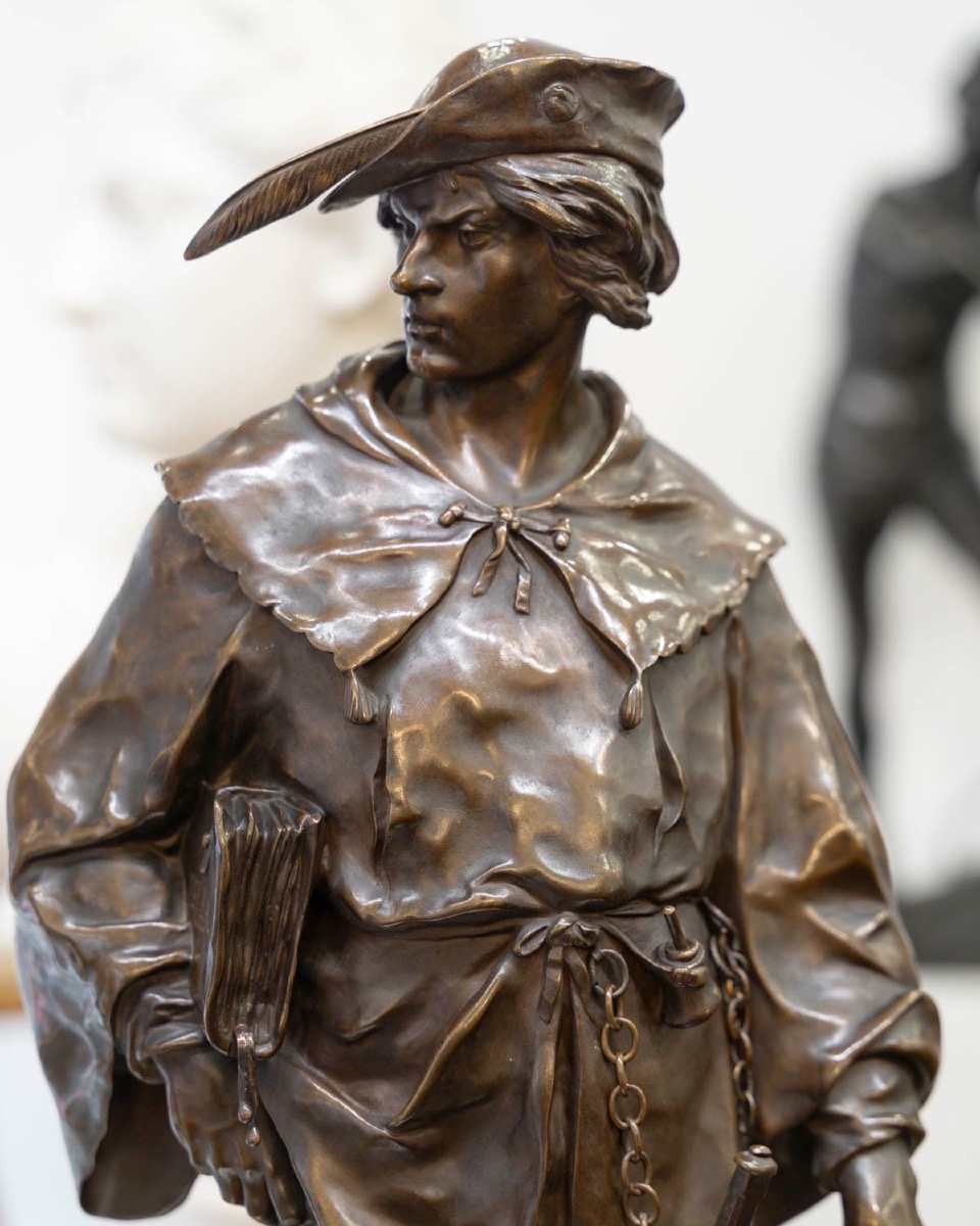 Sculpture - A 14th Century Scholar , Emile Louis Picault (1833–1922) - Bronze-photo-4