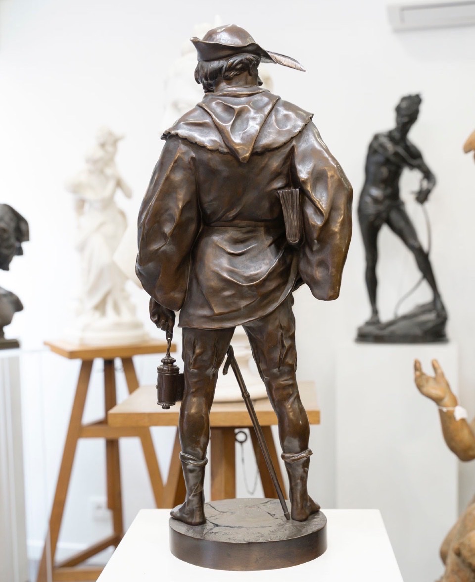 Sculpture - A 14th Century Scholar , Emile Louis Picault (1833–1922) - Bronze-photo-3