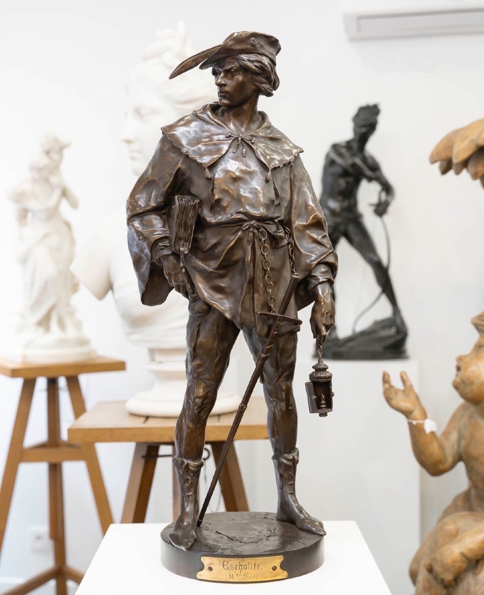 Sculpture - A 14th Century Scholar , Emile Louis Picault (1833–1922) - Bronze
