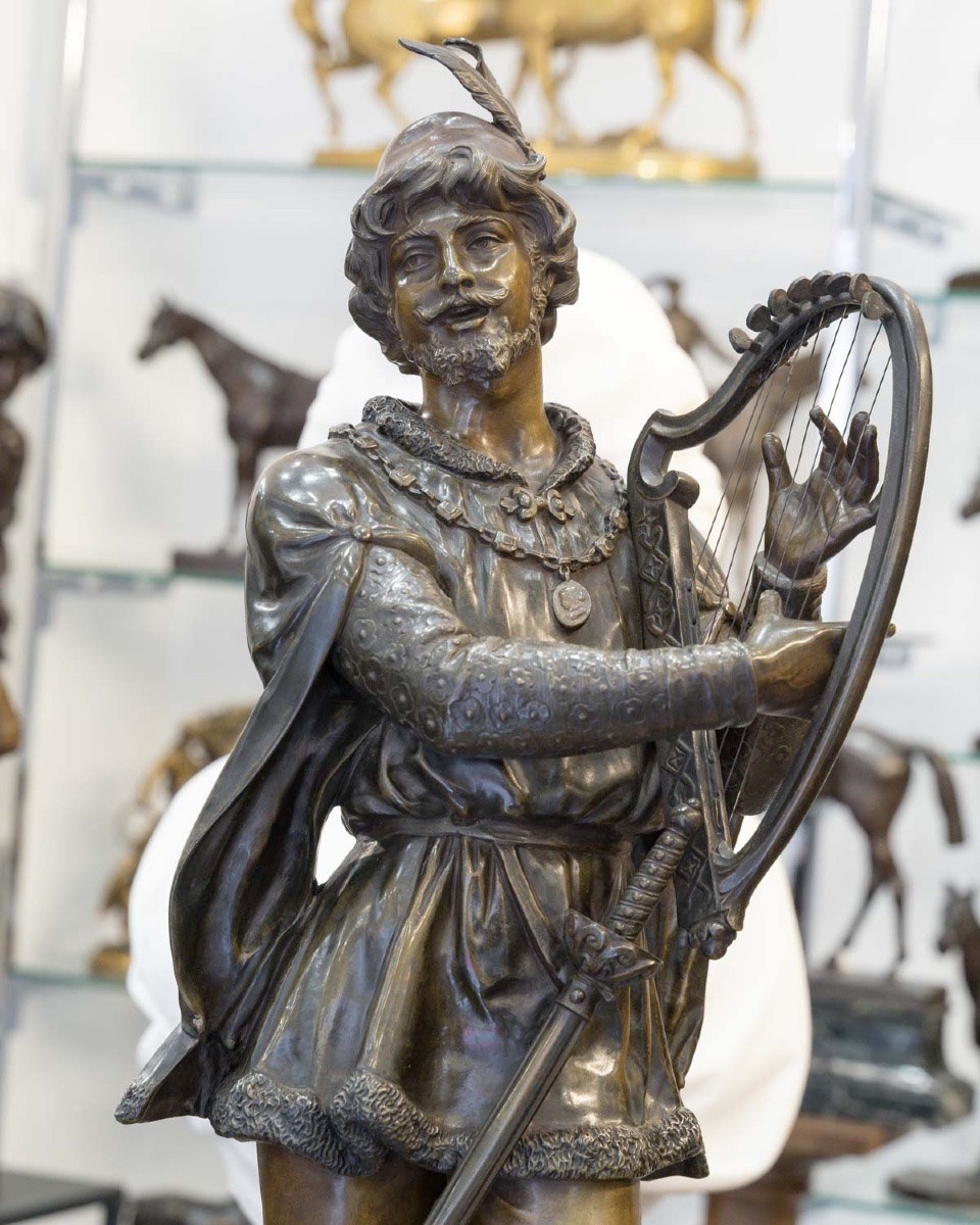 SCULPTURE - LE BARDE , JEAN-DIDIER DEBUT (1824-1893) - BRONZE-photo-2