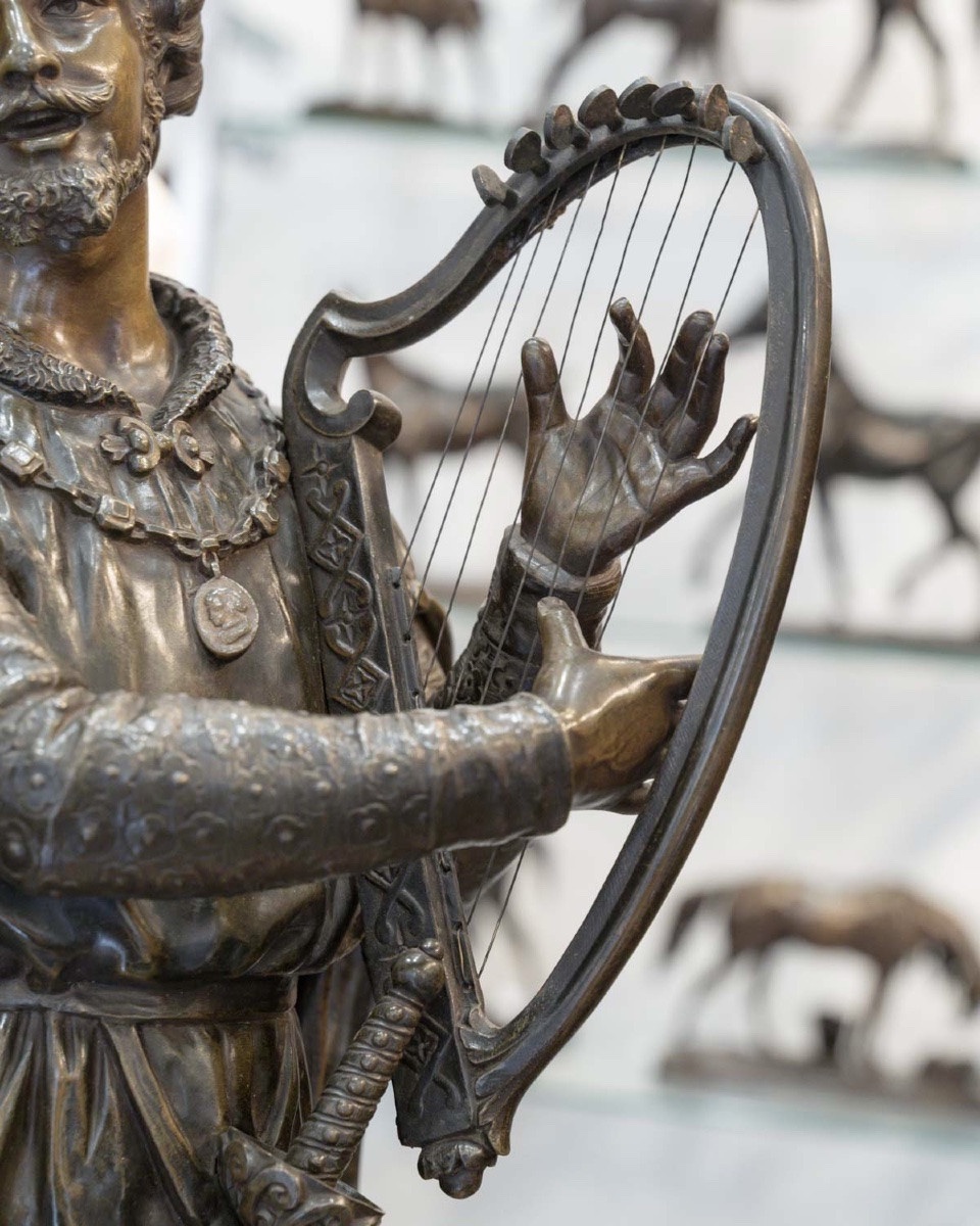 SCULPTURE - LE BARDE , JEAN-DIDIER DEBUT (1824-1893) - BRONZE-photo-3