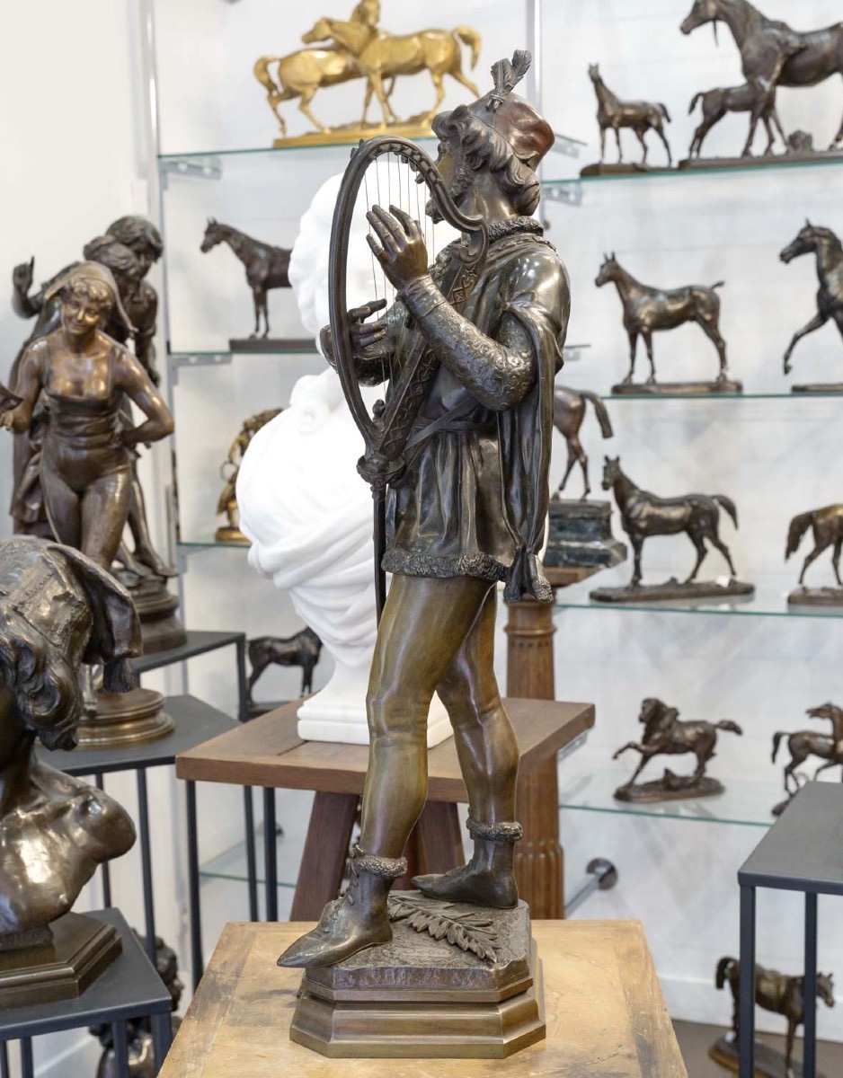 SCULPTURE - LE BARDE , JEAN-DIDIER DEBUT (1824-1893) - BRONZE-photo-3