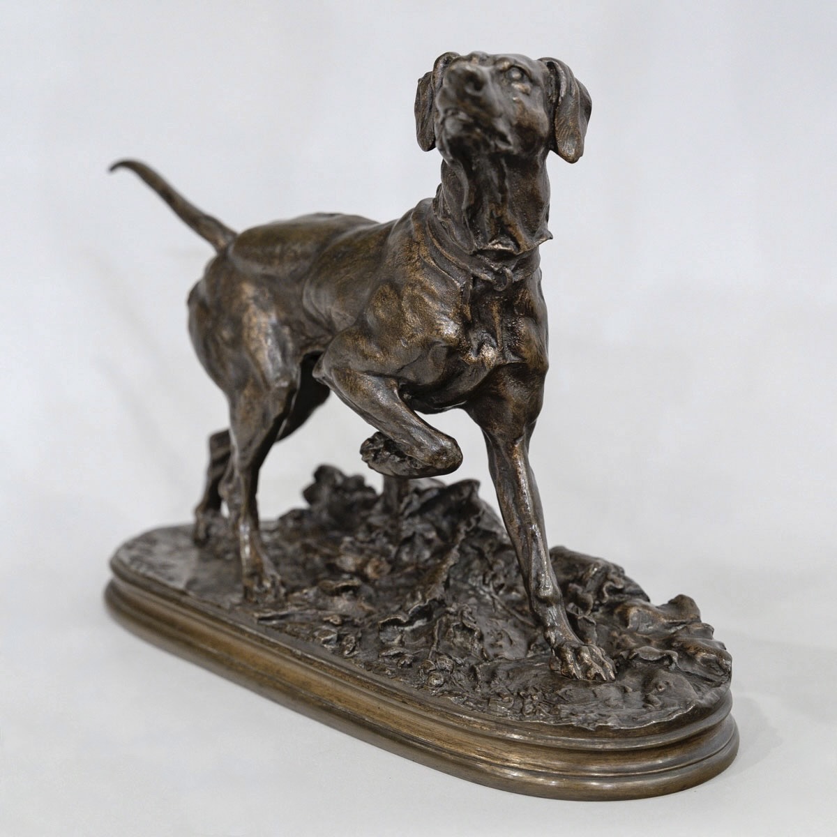 SCULPTURE - MARLY , LE CHIEN BRAQUE PAR PIERRE - JULES MÊNE (1810-1879) - BRONZE-photo-3