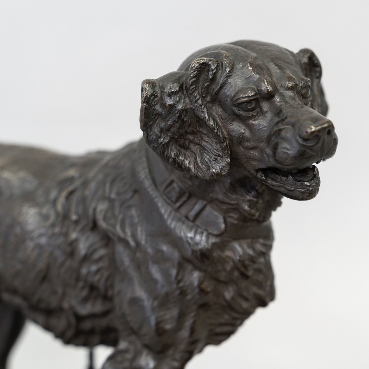 SCULPTURE - CHIEN ÉPAGNEUL À L'AFFÛT , PAUL - ÉDOUARD DELABRIÈRRE (1829-1912) - BRONZE-photo-3