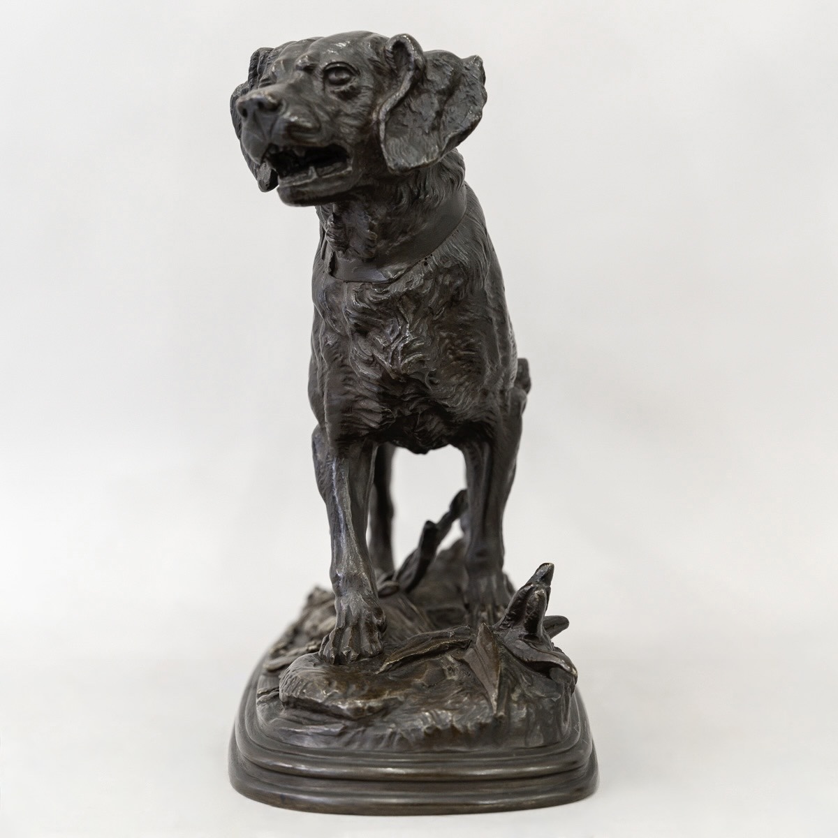 SCULPTURE - CHIEN ÉPAGNEUL À L'AFFÛT , PAUL - ÉDOUARD DELABRIÈRRE (1829-1912) - BRONZE-photo-4