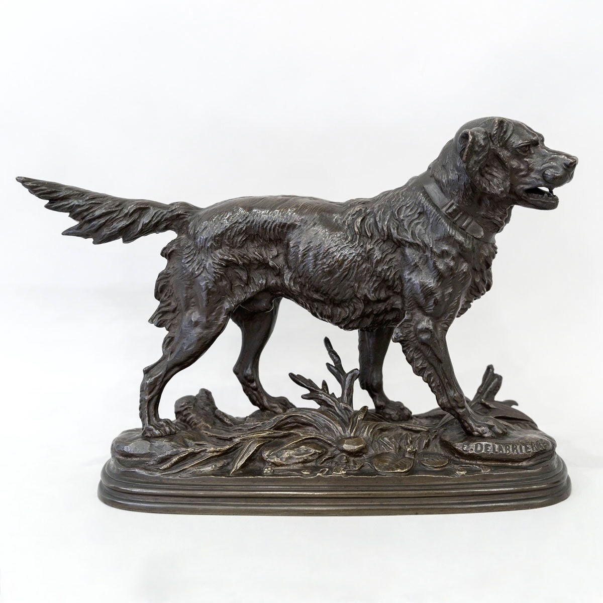 SCULPTURE - CHIEN ÉPAGNEUL À L'AFFÛT , PAUL - ÉDOUARD DELABRIÈRRE (1829-1912) - BRONZE