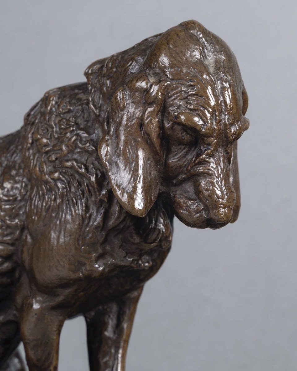 SCULPTURE - LE CHIEN BOUDEUR , EMMANUEL FRÉMIET (1824-1910) - BRONZE-photo-2