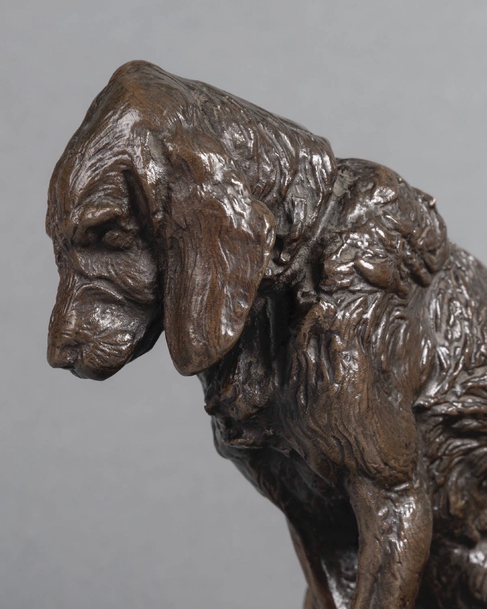 SCULPTURE - LE CHIEN BOUDEUR , EMMANUEL FRÉMIET (1824-1910) - BRONZE-photo-2