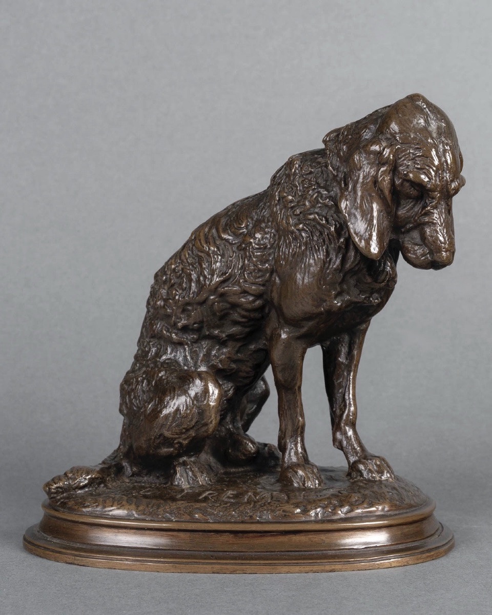 SCULPTURE - LE CHIEN BOUDEUR , EMMANUEL FRÉMIET (1824-1910) - BRONZE