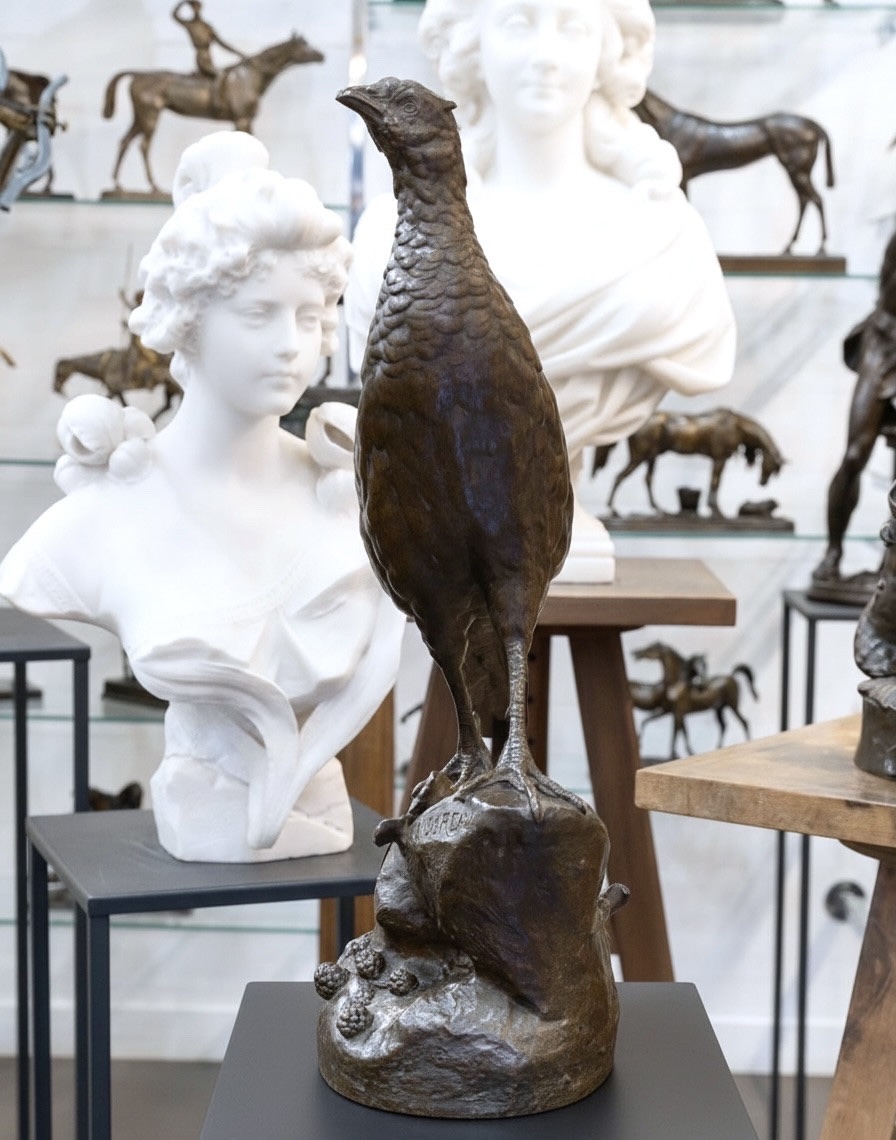 Sculpture - Pheasant On A Rock , Leon Bureau (1866–1906) - Bronze-photo-4