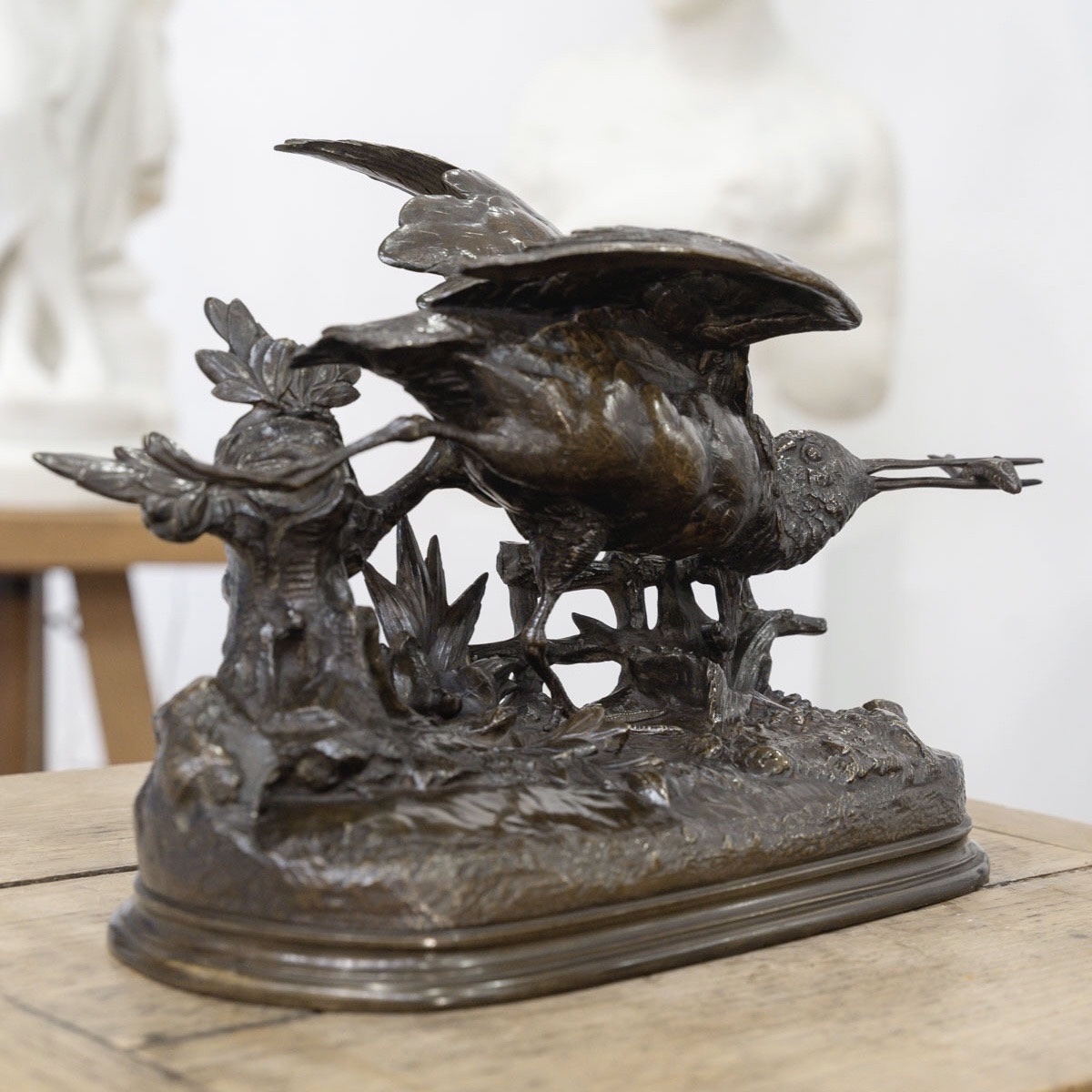 Sculpture - Woodcock Catching A Fish , Jules Moigniez (1835–1894) - Bronze-photo-3