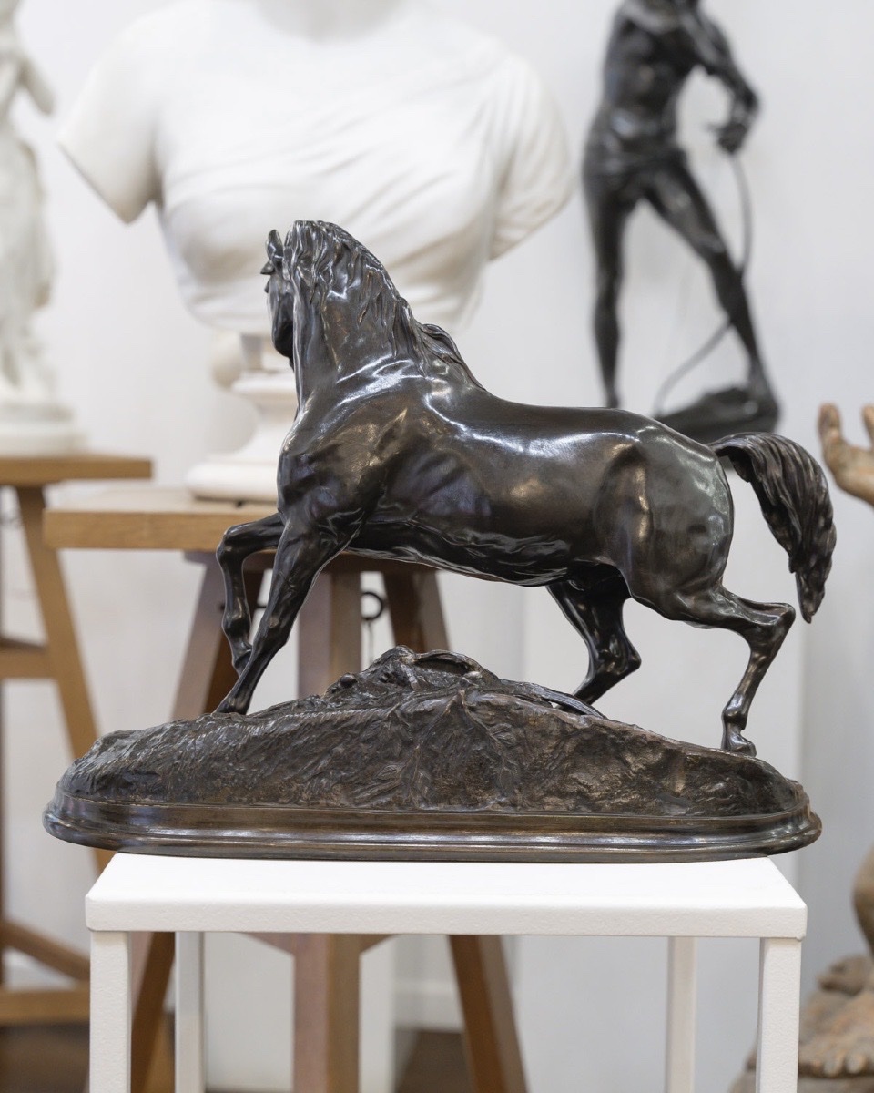 SCULPTURE - "LE CHEVAL LIBRE" , PIERRE - JULES MÊNE (1810-1879) - BRONZE-photo-2