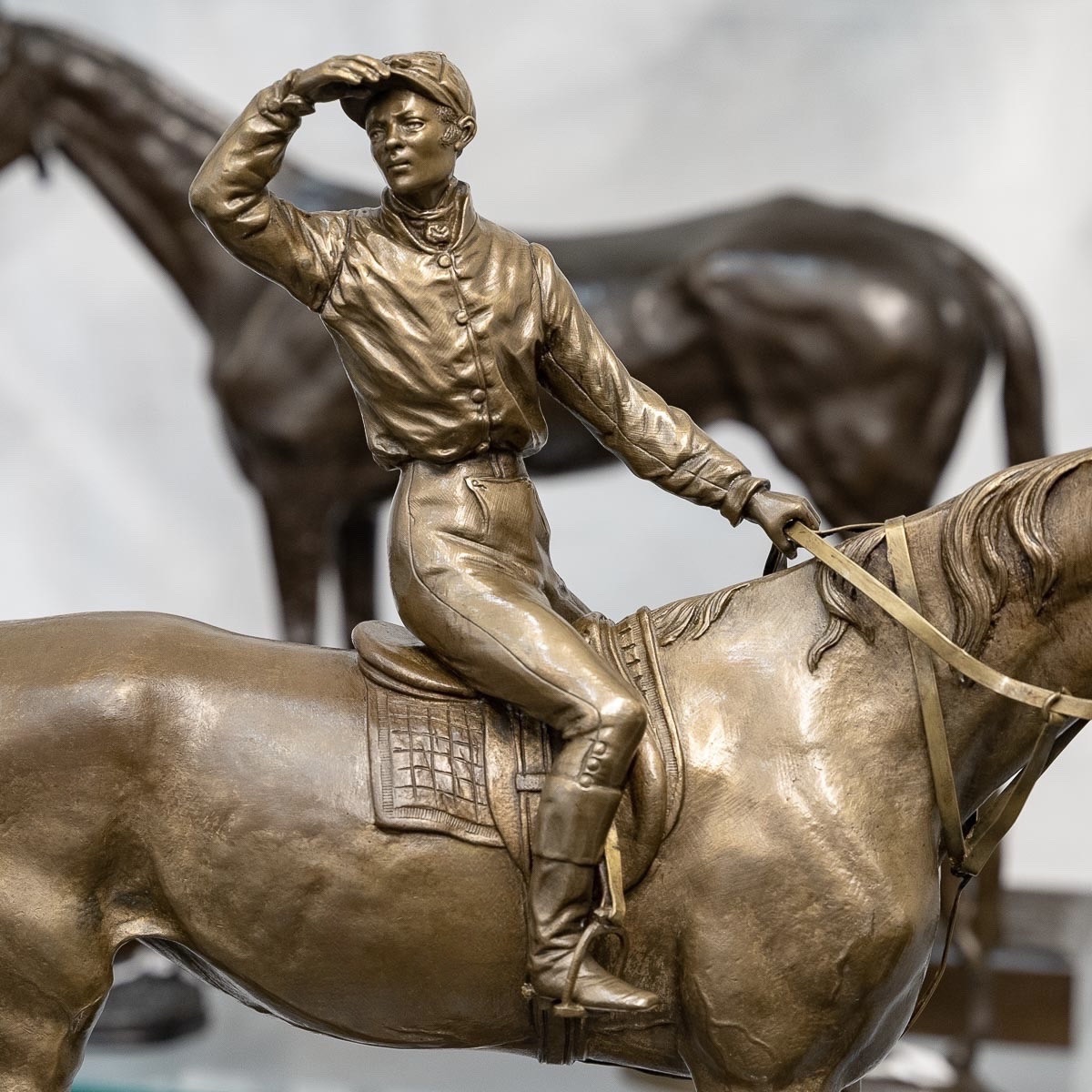 Sculpture - Jockey And His Horse , Before The Race By Jules Moigniez (1835–1894) - Bronze-photo-3