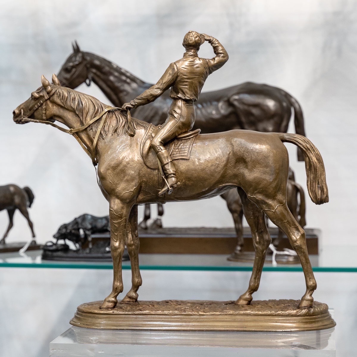 Sculpture - Jockey And His Horse , Before The Race By Jules Moigniez (1835–1894) - Bronze-photo-2