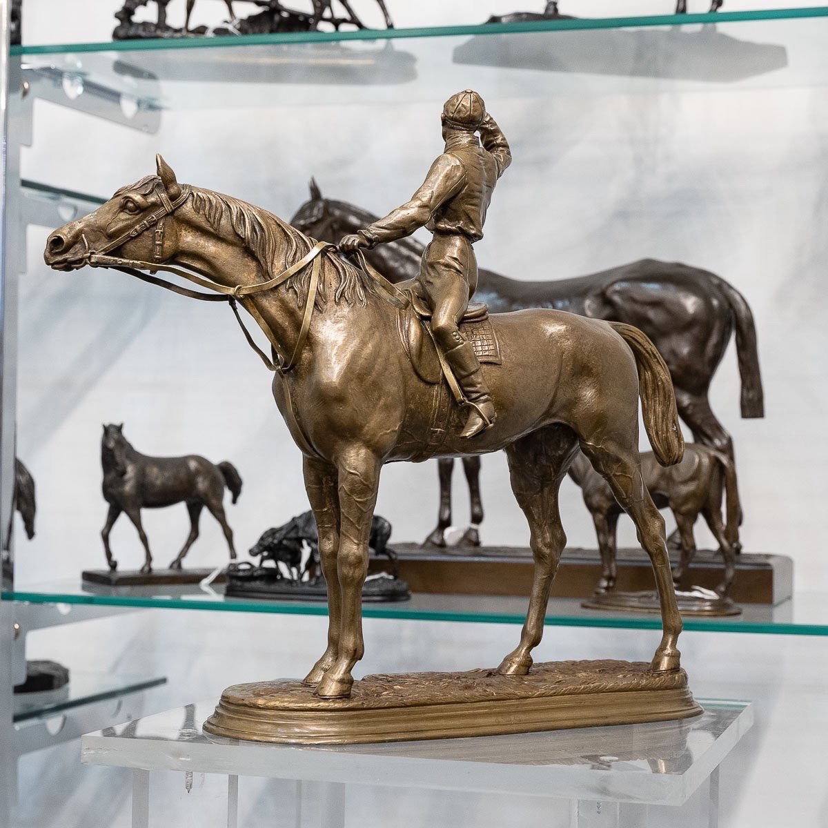 Sculpture - Jockey And His Horse , Before The Race By Jules Moigniez (1835–1894) - Bronze-photo-3
