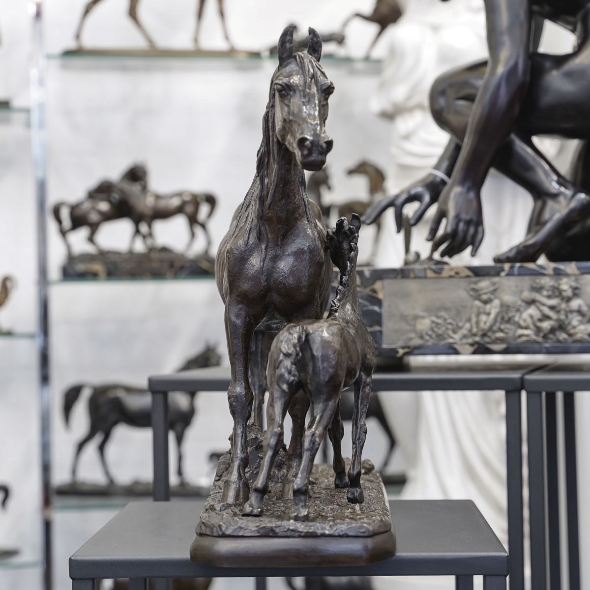 Sculpture - Mare And Foal , Christophe Fratin (1801–1864) - Bronze-photo-3