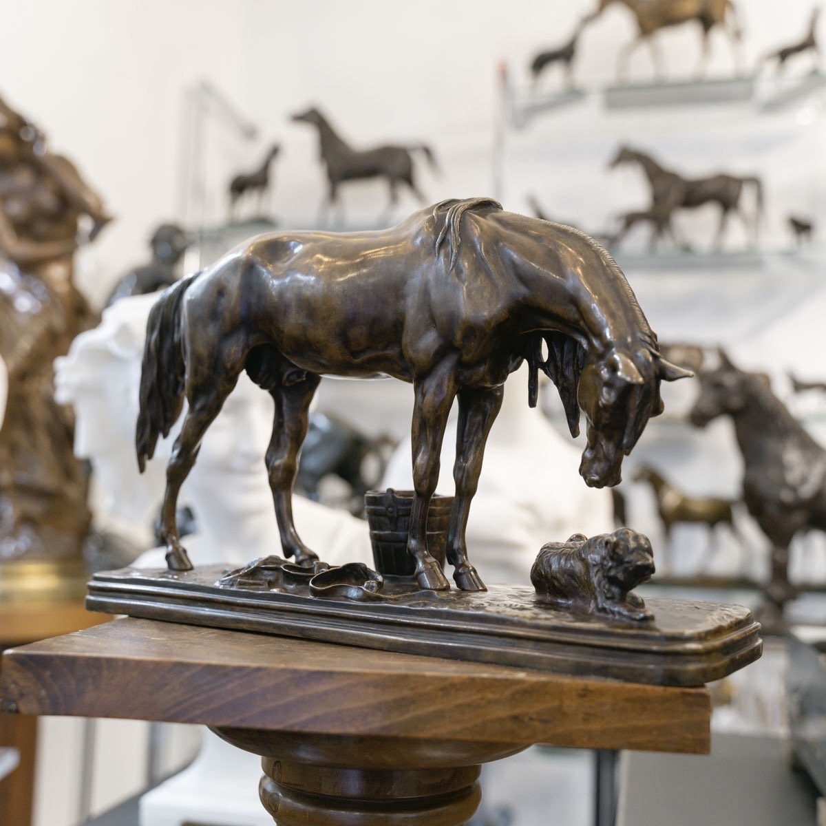 SCULPTURE - "CHEVAL ET CHIEN À L' ÉCURIE" , HENRI - ALFRED JACQUEMART (1824-1896) - BRONZE-photo-4
