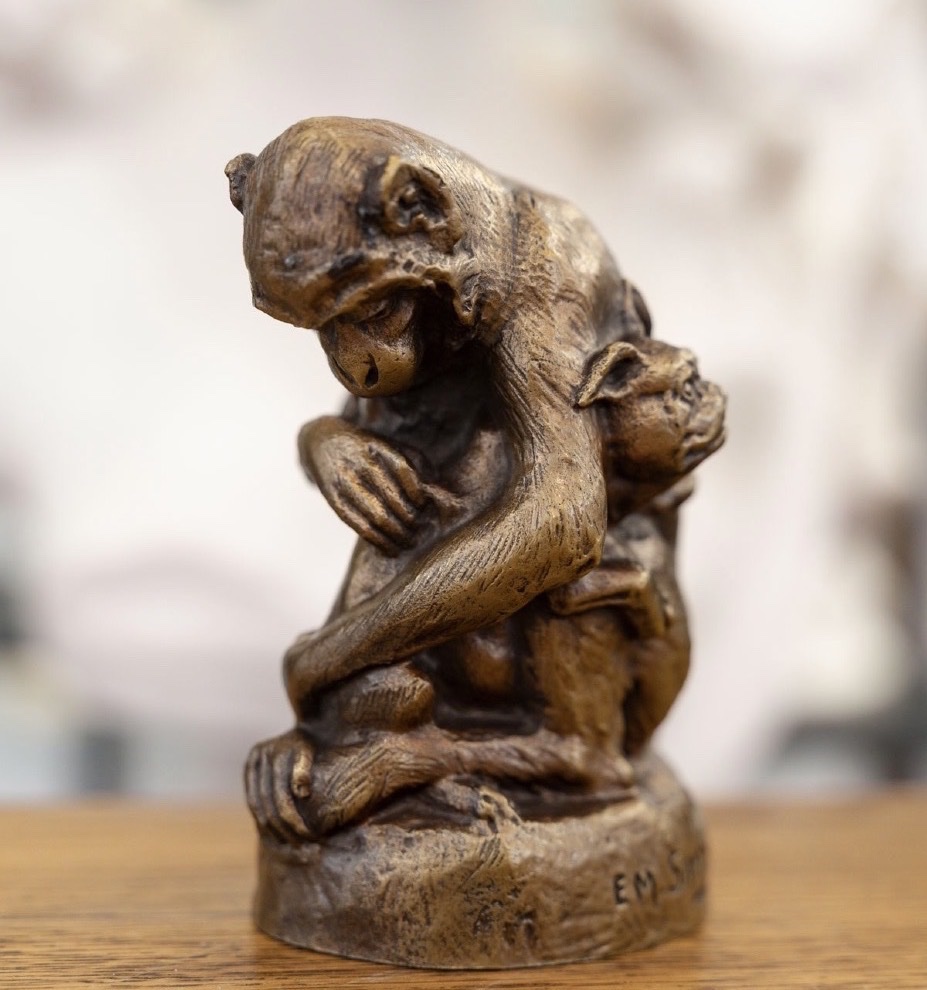 Sculpture - Monkey And Dog , Emmanuel Samson (1860-1926) - Bronze-photo-2
