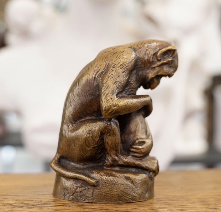 Sculpture - Monkey And Dog , Emmanuel Samson (1860-1926) - Bronze-photo-1