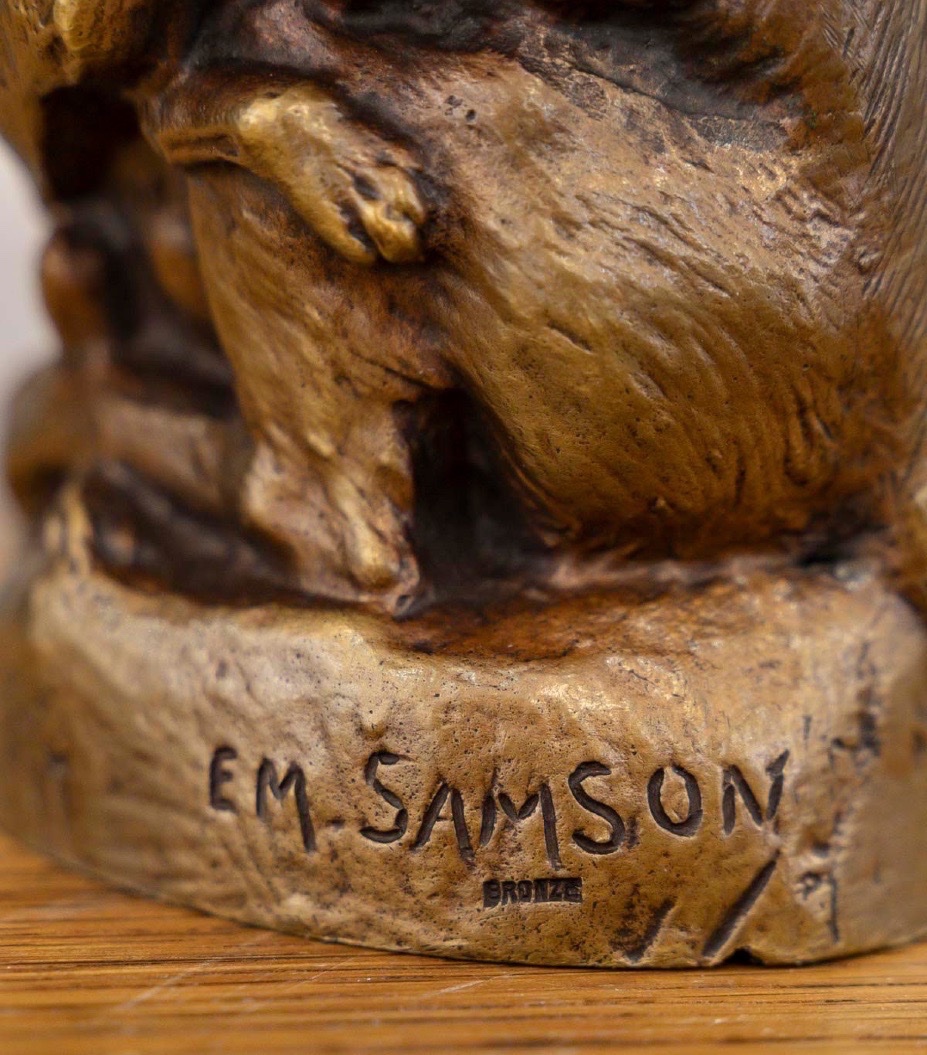 Sculpture - Monkey And Dog , Emmanuel Samson (1860-1926) - Bronze-photo-3