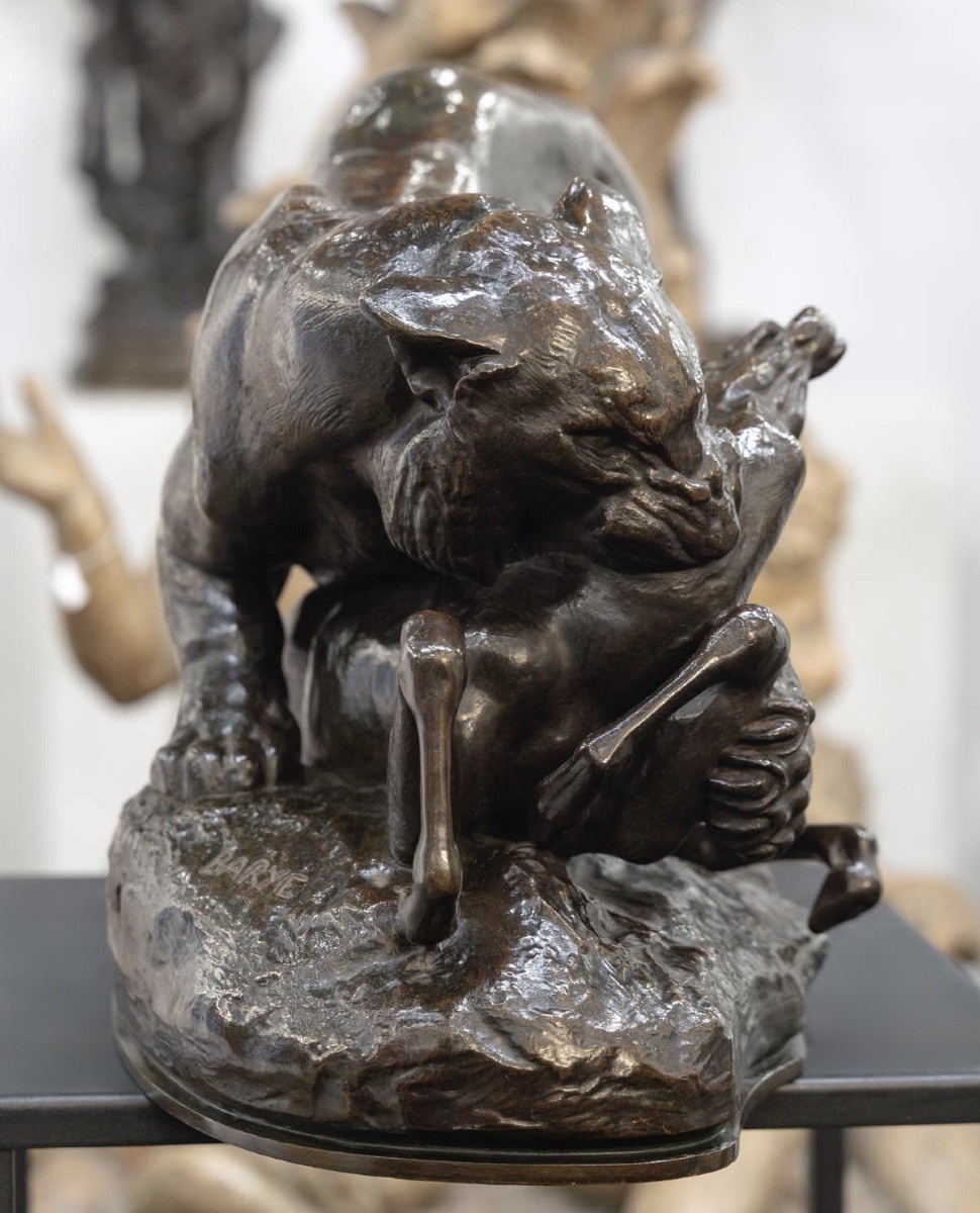 Sculpture - Tiger Surprising An Antelope , Antoine-louis Barye And F. Barbedienne - Bronze-photo-4