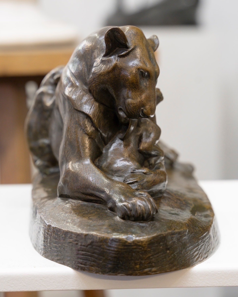 Sculpture - Lioness And Lion Cubs , Victor Peter (1840–1918) - Bronze-photo-4