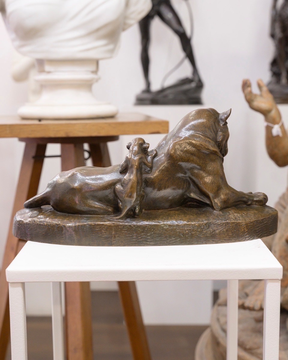 Sculpture - Lioness And Lion Cubs , Victor Peter (1840–1918) - Bronze-photo-2