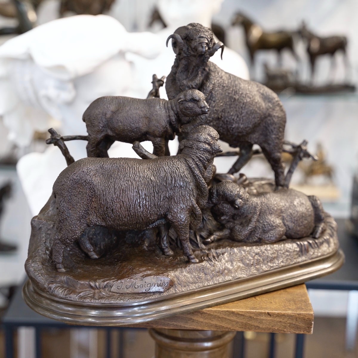 GROUPE EN BRONZE , FAMILLE DE MÉRINOS PAR JULES MOIGNIEZ (1835-1894)-photo-2