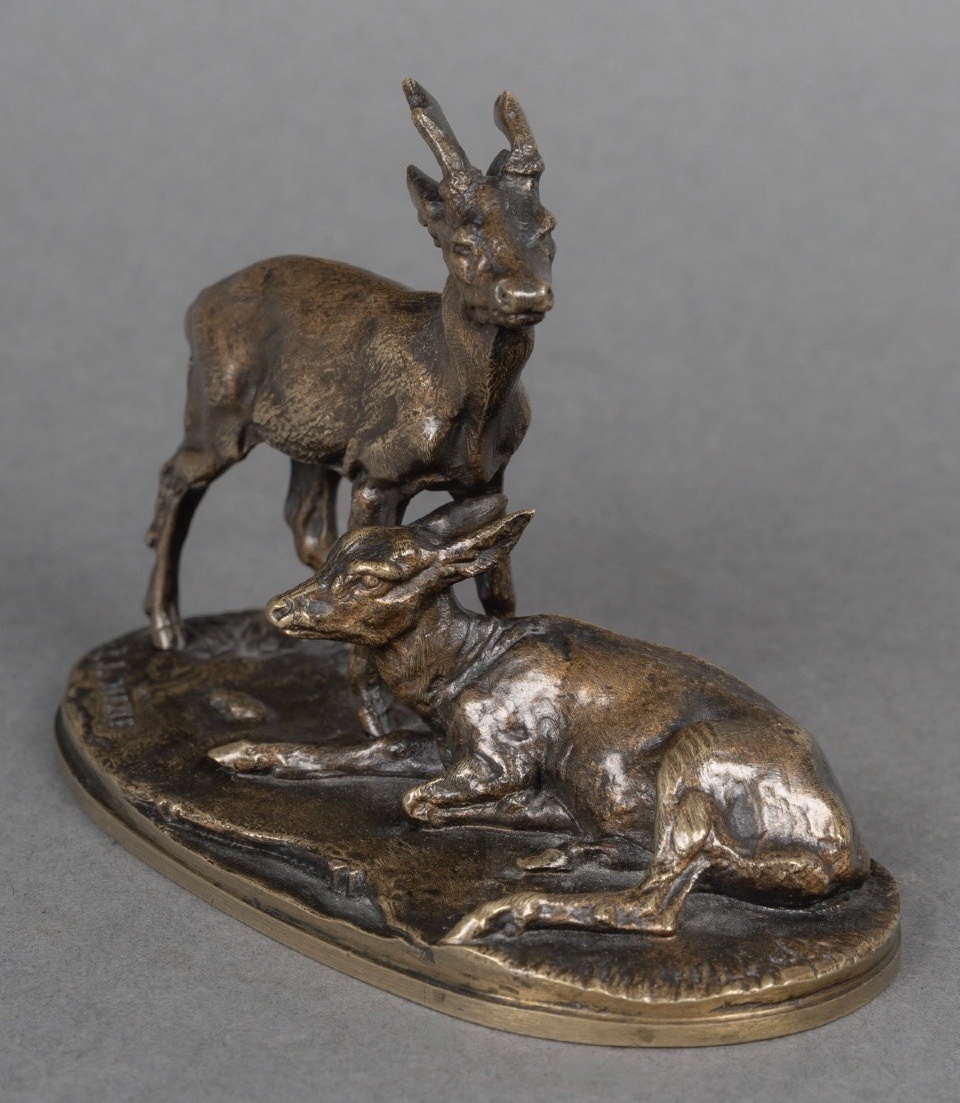 Sculpture - Group Of Roe Deer No. 2 , Pierre-jules Mêne (1810-1879) - Bronze-photo-2