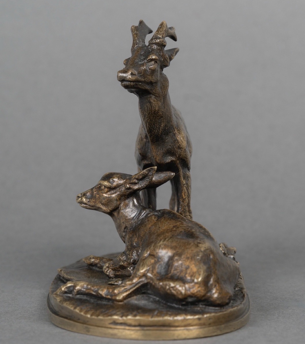 Sculpture - Group Of Roe Deer No. 2 , Pierre-jules Mêne (1810-1879) - Bronze-photo-3