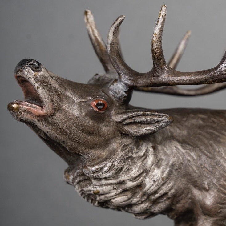 SCULPTURE - LE CERF BRAMANT - BRONZE DE VIENNE-photo-3
