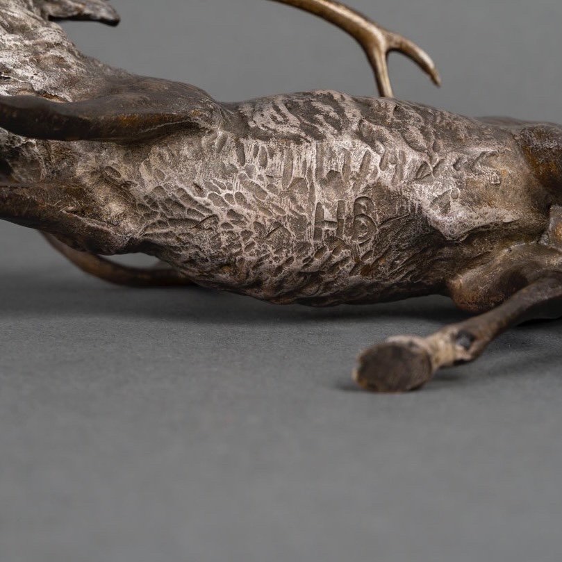 SCULPTURE - LE CERF BRAMANT - BRONZE DE VIENNE-photo-4